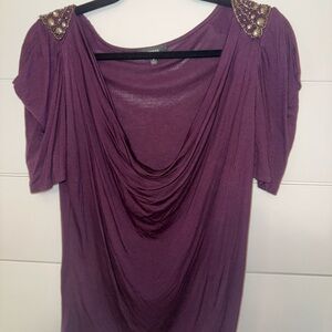 Express Deep Purple Embellished Blouse
